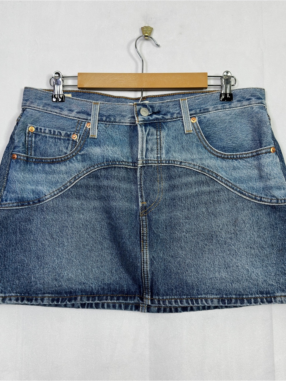Levi’s Vintage Mini Icon Skirt Denim Ironic W31 Blue Icon Western Yoke Womens